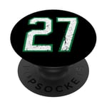 Numéro vintage #27 Numéro universitaire vert sport PopSockets PopGrip Interchangeable