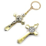 Saint Benedict Evil Protection Medal Cross Metal Keychain Faith