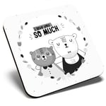 Square Single Coaster bw - Cute I love you So Much Bears  #42230