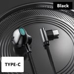 OLAF Écouteurs Filaires Écouteurs Intra-Auriculaires 3,5 mm / Type-C Coude a 90 Degrés Écouteurs Avec Micro Casque Gamer Sports Pour Téléphones Mobiles-Noir-Type C