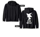 Gym Witch Funny Spooky Aesthetic Goth Halloween Costume Zip Hoodie