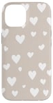 Coque pour iPhone 14 Beige Heart Pattern Cover for Stylish Protection