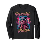 Rizzly Bear Synthwave Retrowave Aesthetic Vaporwave Vibes Long Sleeve T-Shirt