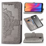 Mandala läder Xiaomi Redmi 8A fodral - Silver/Grå