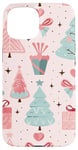 Coque pour iPhone 15 Pastel Pink and Sage Green Christmas Tree Holiday Pattern