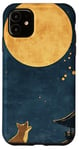 iPhone 11 Dream Fox Under The Full Moon Night Sky Vintage Japanese Art Case