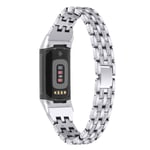 Dual Rhinestone Armband Fitbit Charge 5 Silver