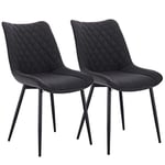 WOLTU Chaise de Salle à Manger Lot de 2, Moderne Chaise de Cuisine, Chaise scandinave, Chaise Coiffeuse, pour Salle de Séjour, Chambre à Coucher, Cuisine, en Lin et métal Gris Foncé BH208dgr-2