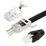 (2ème génération Connecteur RJ45 Cat7 Cat6A Fiche Réseau Pass Through RJ45 pour Câble de Pose Blindé avec Guide du Fil et Protection Anti-torsion Lot de 20.[G2298]