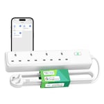 Meross Smart Power Strip, Individual Control, 4 Gang 3250W, 6ft Long Cord, Compatible with Amazon Alexa, Google Home, SmartThings, Timer, and Voice/Remote Control Smart Extension Lead, 2.4GHz WiFi