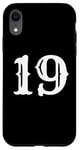 iPhone XR Number 19 in white large bold American west style font Case