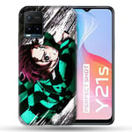 Cokitec Coque pour Vivo Y21/Y21S/Y33S Manga Demon Slayer Tanjiro Multicolore