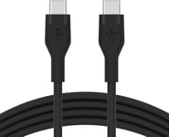 BoostCharge Flex câble USB-C vers USB-C en silicone, certifié USB-IF, recharge Power Delivery, câble USB C pour iPhone 15, MacBook, iPad Pro, Samsung Galaxy S24, Google Pixel, etc, 1 m, noir