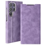 Avizar Folio case for Galaxy S24 Ultra Magnetic card cover, Light Purple