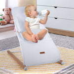 Balançoire Bébé Transat de Berceau Bois Sac Blanc Maille Housse Lavable Acier