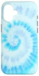 iPhone 16 Cool Spiral Tiedye Surf Pattern Wave Swirl Blue Tie Dye Case