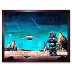 Wee Blue Coo Movie Film Painting Robby Robot Forbidden Planet Space Stars Sci Fi USA Art Print Framed Poster Wall Decor 12X16 Inch