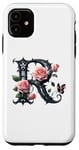 Coque pour iPhone 11 Letter R Initial Floral Monogram Rose Pink Flower Butterfly