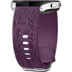 Solrosgraverad rem kompatibel med Samsung Galaxy Watch 7 6 5 4 40mm 44mm Kvinnor, 20mm Mjukt Silikonband för Galaxy Watch Purple