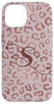 Coque pour iPhone 14 Letter S Initial Leopard Rose Pink Cheetah Monogram