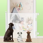 Baby Gate, MYPIN Extra Wide Retractable Dog Gates Indoor Stair Gates for Baby Pet Gates for Dogs Baby Gates for Dogs Stair Gate for Stairways, Hallways, Doorways, Indoor, Outdoor (White, 180 X 86 CM)