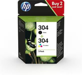 Pack de 2 Cartouches d'encre HP 304 Noir et Trois Couleurs