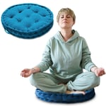 Golvkudde yogakudde sittdyna rund 58 cm - meditationskudde XL trädgård utomhuskudde yoga och meditation stor golvkudde för balkong och barnrum blå