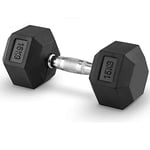 Professional Dumbbell 15 kg Hexagonal Rubber Barbell with Contoured Grip Weight Gym Home Gym