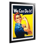 Big Box Art Framed Print of Rosie The Riveter We Can Do It War Poster Design | Wall Art Picture | Home Decor for Kitchen, Living Room, Bedroom, Hallway, Black, A2 / 24.5x18 Inch / 62x45cm