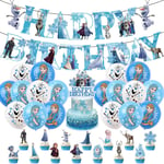 Frozen Princess Tema Barn Flickor Grattis På Födelsedagen Fest Tillbehör Kit Banner Ballonger Tårta Cupcake Toppers Dekoration Set Kit