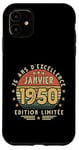 Coque pour iPhone 11 Janvier 1950 Cadeau Anniversaire Janvier 1950 75 ans Homme