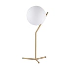 B·LED BARCELONA LED Lampe de table élégante moderne dorée angulaire avec boule de verre blanc opale pour salon table de chevet chambre tête