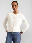 Hobbs Florentina Open Knit Cotton Cardigan, Ivory