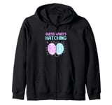 Gender Reveal Guess What's Hatching Pink And Blue Easter Egg Zip Hoodie