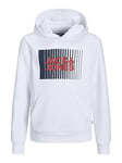 JACK & JONES Jjecorp Sweat à Capuche avec Logo Play Noos JNR Sweatshirt, Blanc, 140 cm Garçon