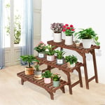 Lot de 3 Étagères Plantes Fleurs en Bois Support de Pot de Plantes Escalier pour Jardin Terrasse Balcon