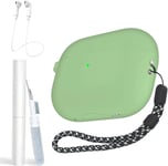 Étui en silicone vert macaron pour Airpods Pro 2e génération [prend en charge le chargement sans fil], coque pour Airpod Pro 2e génération 2022 avec coque pour casque, stylo de nettoyage