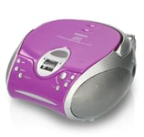 Lenco SCD24 - Lecteur CD pour enfants - Radio CD - Chaîne hi-fi - Boombox - Tuner radio FM - Mémoire de pistes - Puissance 2 x 1,5 W RMS - Fonctionne sur secteur et sur piles - Mauve