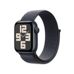 Apple Watch SE (2nd Gen) GPS 40mm Smartwatch with Midnight Aluminium Case with Ink Sport Loop - One Size. Fitness and Sleep Trackers, Crash Detection, Heart Rate Monitor, Carbon Neutral