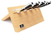 Andemen 19A01 Set de 5 couteaux de cuisine professionnels en acier inoxydable, support et planche en bois