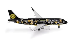 Herpa Maquette Avion Eurowings Airbus A320 BVB Fanairbus - D-AEWM, echelle 1/500, Model, pièce de Collection, d'avion sans Support, Figurine Metal