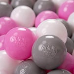 KiddyMoon 300/6Cm ∅ Balles Colorées Plastique pour Piscine Enfant Bébé Fabriqué en EU, Gris/Blanc/Rose