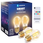 Aigostar Mesh - Ampoule Connectée E27 Bluetooth Mesh G45, Ampoule Alexa LED Edison Vintage Lampe à Filament Dimmable 4.5W 470LM CCT 2700K-6500K, Compatible avec Alexa, 2 Unité (avec Télécommande)