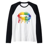 Love in Colors LGBT Pride Love Rainbow Flag Lips Raglan Baseball Tee