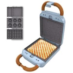 Cecotec Appareil à Sandwichs Rock'nToast Retro One Blue. Machine à Sandwich Rétro 700W, 3 Plaques Interchangeables Pour Sandwiches, Gaufres et Beignets, Revêtement RockStone, Base Antidérapante