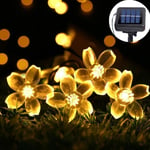 (Varmvit) Solcellsblomstringljus Utomhus Vattentät 100 LED-Fairy Light Juldekorationer för Trädgård Staket Patio