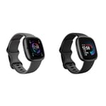 Fitbit Mixte Sense 2,Shadow Grey/Graphite Smartwatch, Graphite/Aluminium Graphite, Taille Unique EU & Mixte Versa 4,Black/Graphite Smartwatch, Noir/Aluminium Graphite, Taille Unique EU
