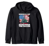 Memorial Day Remember the Fallen USA Flag Zip Hoodie