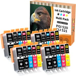 20x 520XL 521XL Cartouches d'encre Compatibles pour Canon PGI-520 CLI-521 pour Canon Pixma iP3600 iP4600 iP4700 MP540 MP550 MP560 MP620 MP630 MP640 MP980