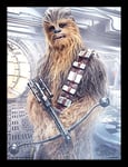 STAR WARS: The Last Jedi Chewbacca Bowcaster 30x40cm Framed Print, Paper & MDF, Multicoloured, 42 x 32 x 2.4 cm